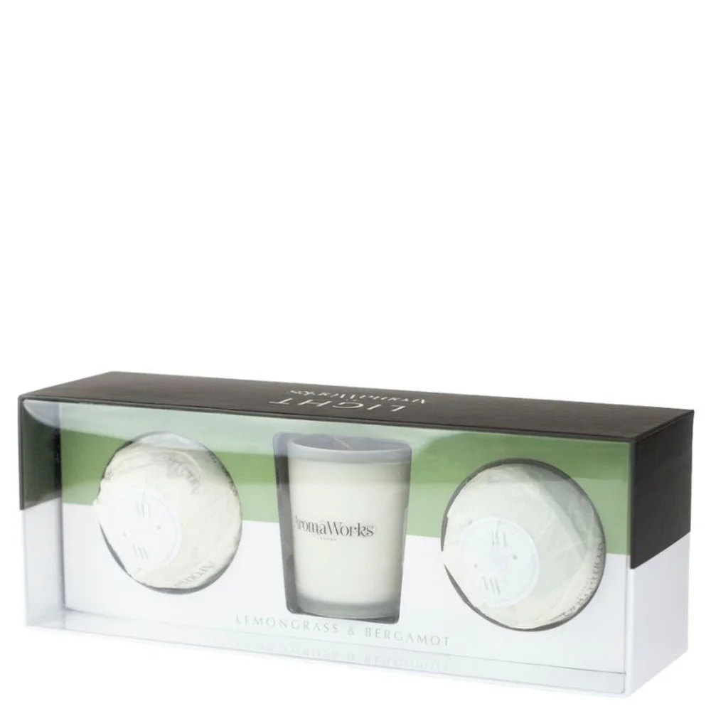 AromaWorks Gifts & Sets Lemongrass & Bergamot Candle & Mini Aromabomb Set Image 1