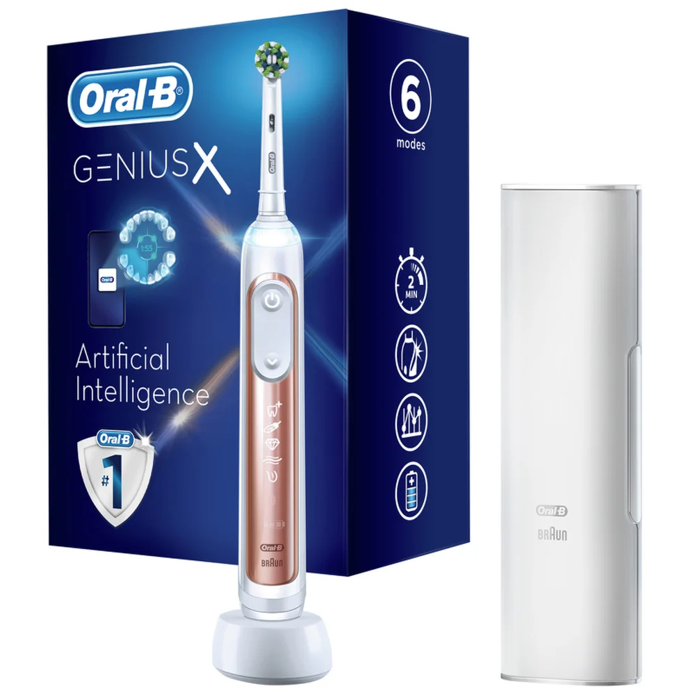 Oral-B Genius X Rose Gold Electric Toothbrush +Travel Case Image 1