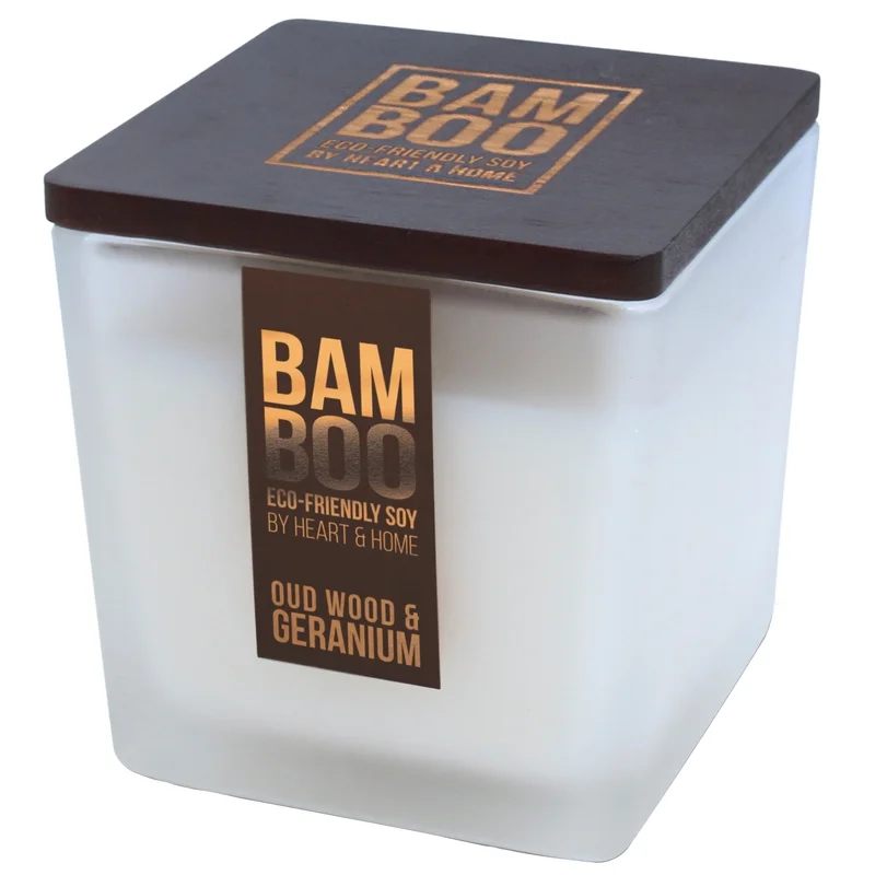 BAMBOO Large Jar Candle Oudwood & Geranium 210g Image 1