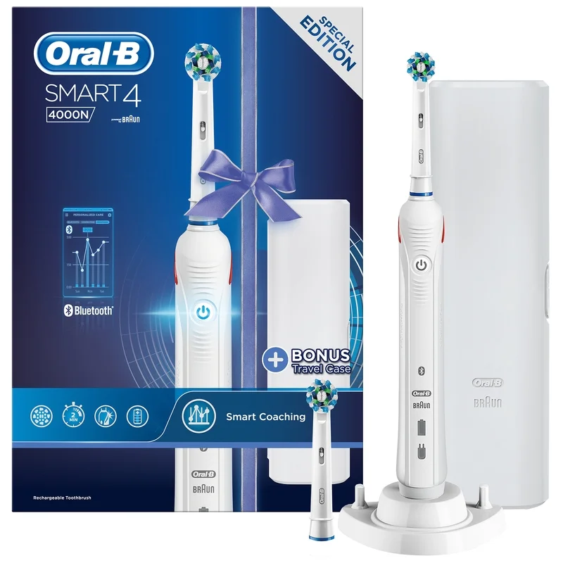 Oral-B Smart 4 4000N White Bluetooth Electric Toothbrush One Size Image 1