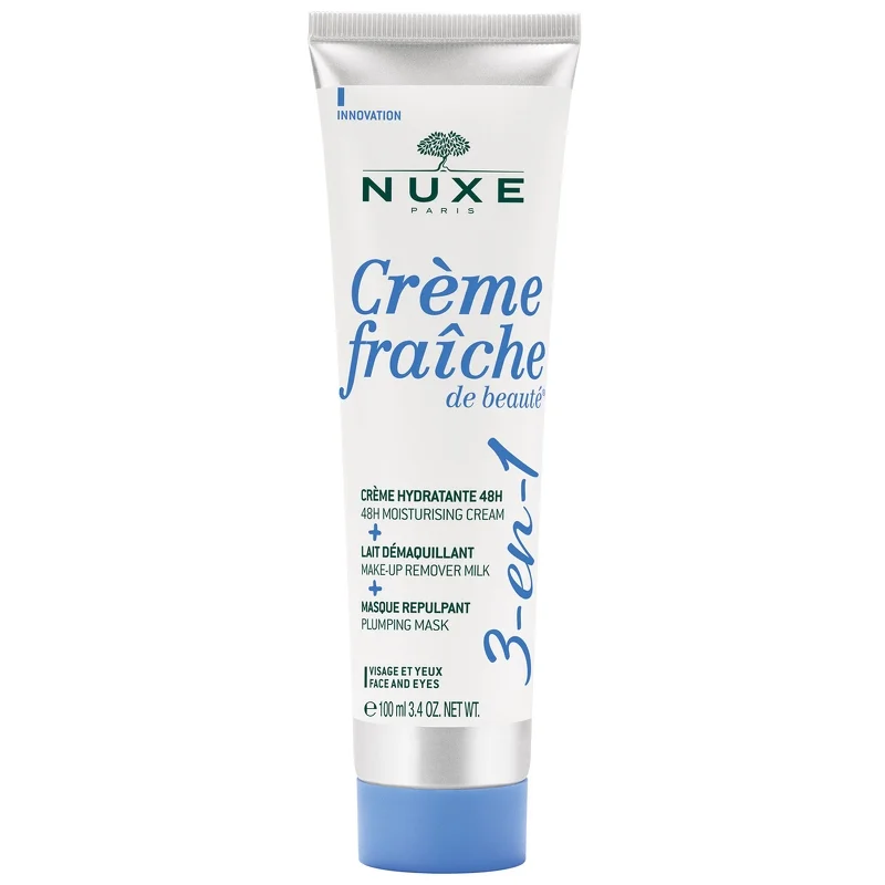 NUXE Crème Fraîche de Beauté 3-in-1, 48h Moisturising Cream, Make-up Remover Milk & Plumping Mask 100ml Image 1