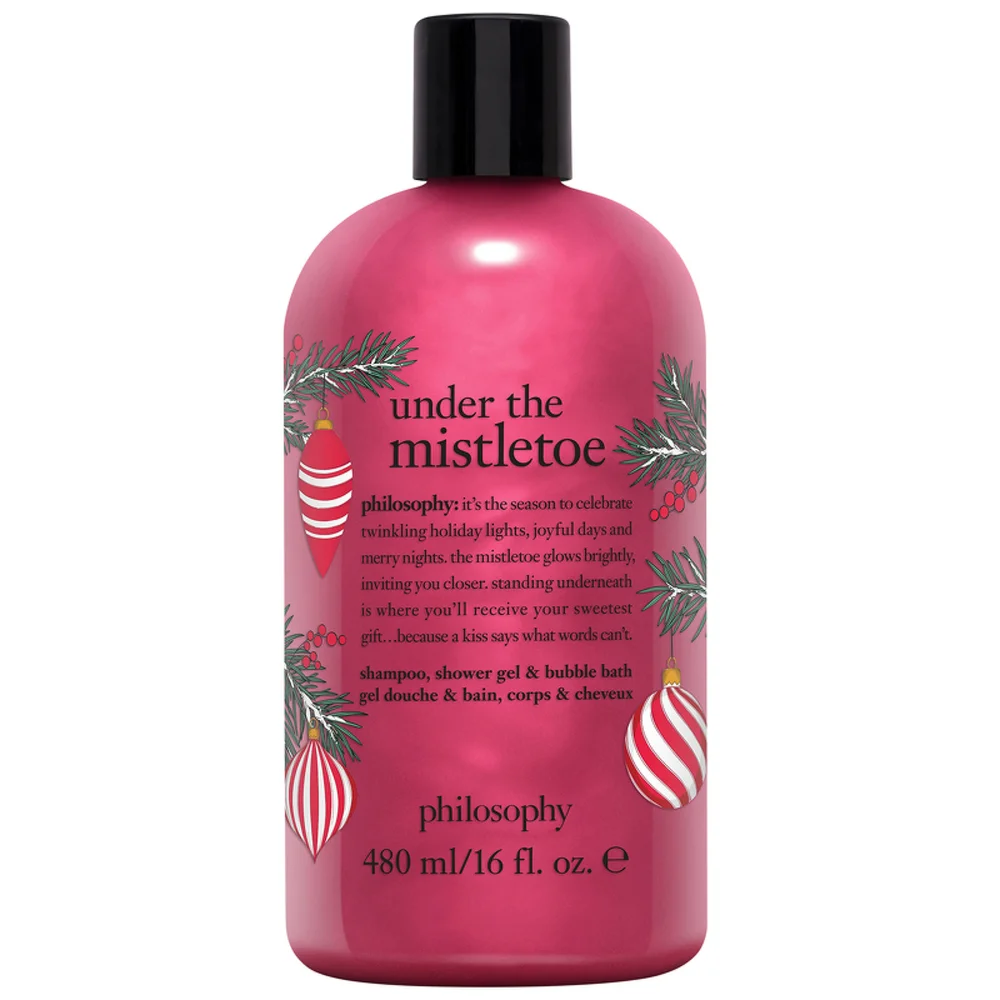 Philosophy Christmas 2022 Under The Mistletoe Christmas Shampoo, Shower Gel & Bubble Bath 480ml Image 1