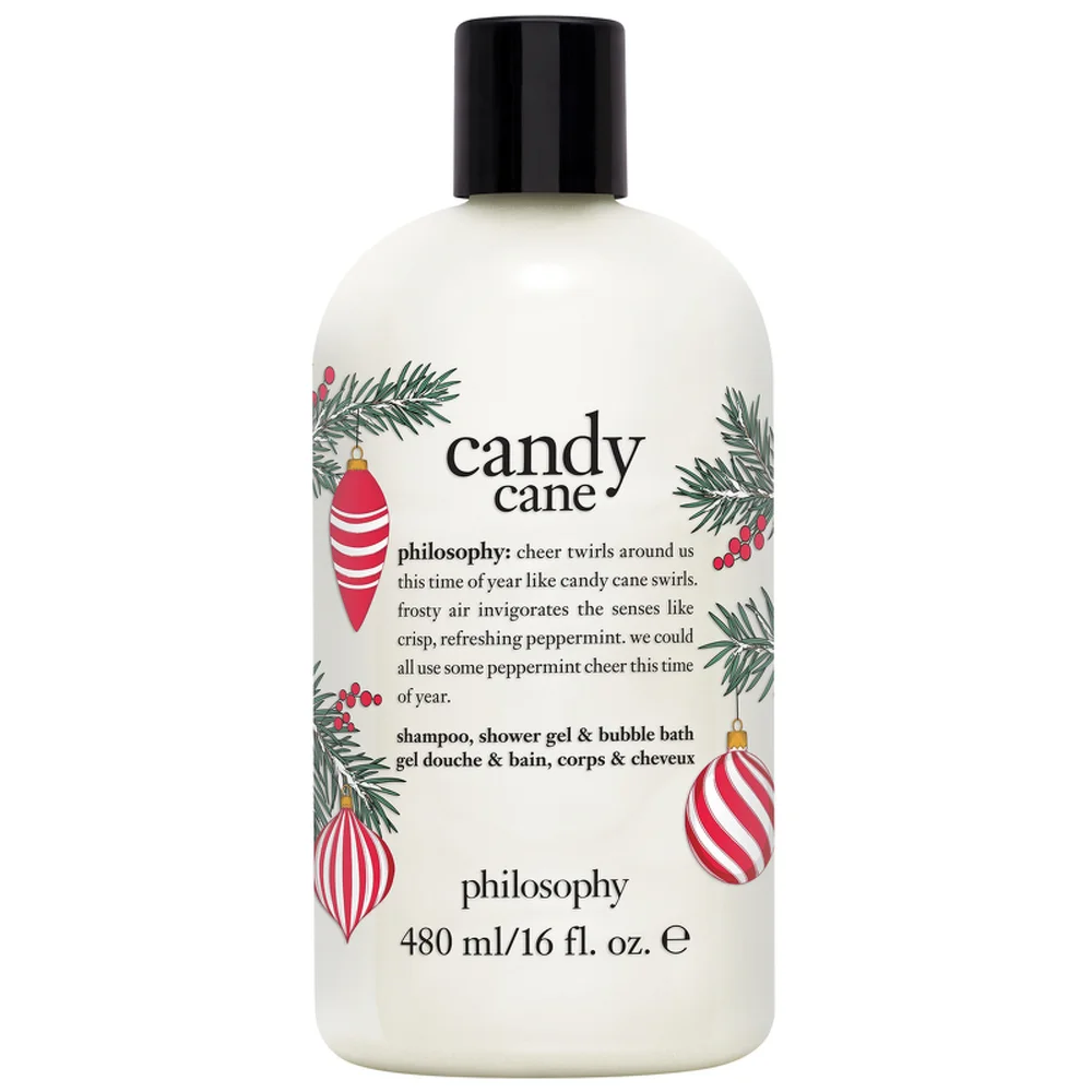 Philosophy Christmas 2022 Candy Cane Christmas Shampoo, Shower Gel & Bubble Bath 480ml Image 1