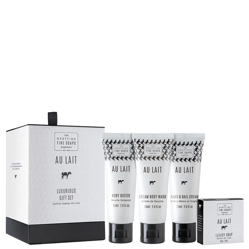 Scottish Fine Soaps Au Lait Luxurious Gift Set 3 x 75ml Image 1