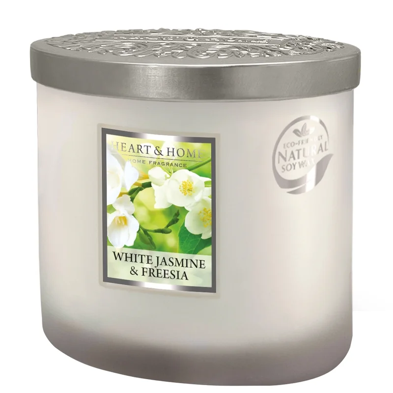 Heart & Home Elipse Candles Jar White Jasmine & Freesia 220g Image 1