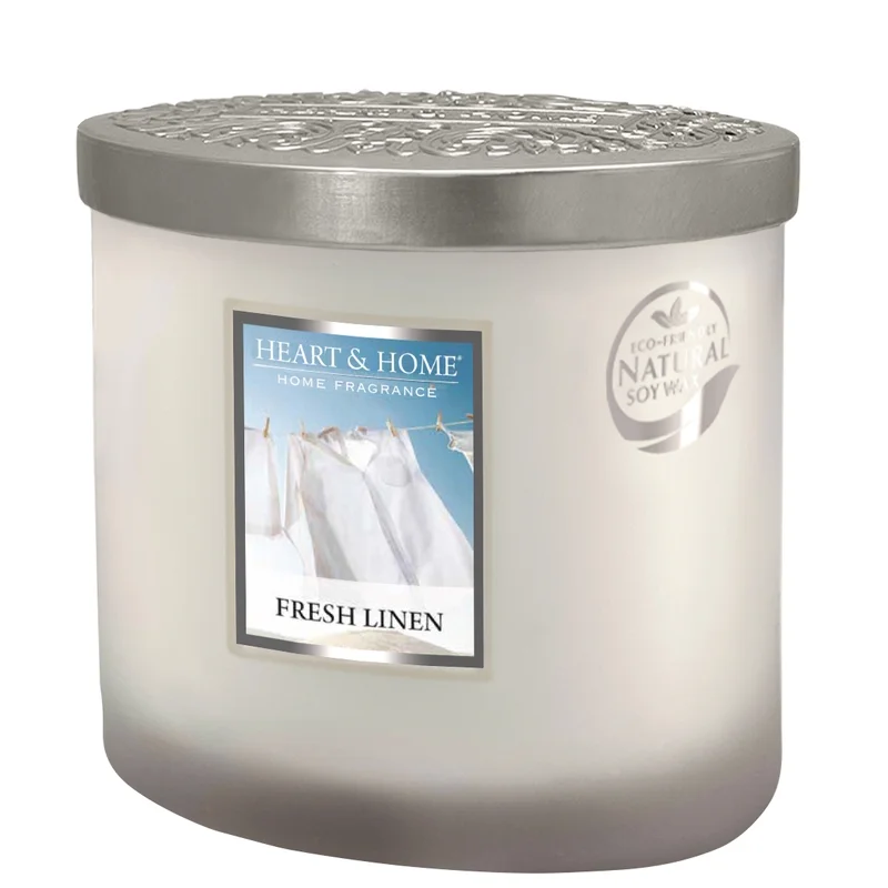 Heart & Home Elipse Candles Twin Wick Fresh Linen 220g Image 1