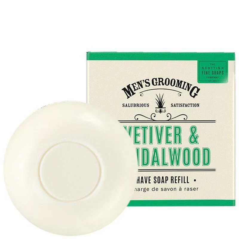 Scottish Fine Soaps Men's Grooming Vetiver & Sandalwood Shave Soap Refill 100g Image 1