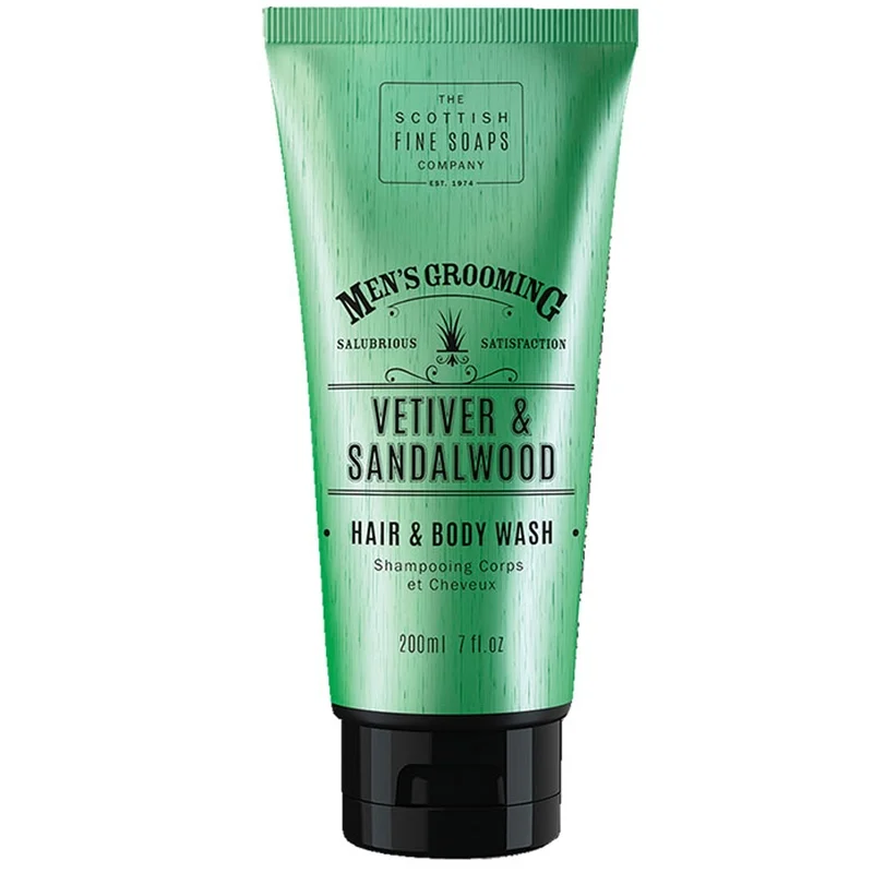 Scottish Fine Soaps Men's Grooming Vetiver & Sandalwood Hair & Body Wash 200ml Image 1