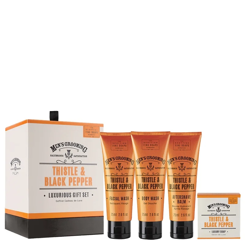 Scottish Fine Soaps Men's Grooming Thistle & Black Pepper Gift Set Image 1