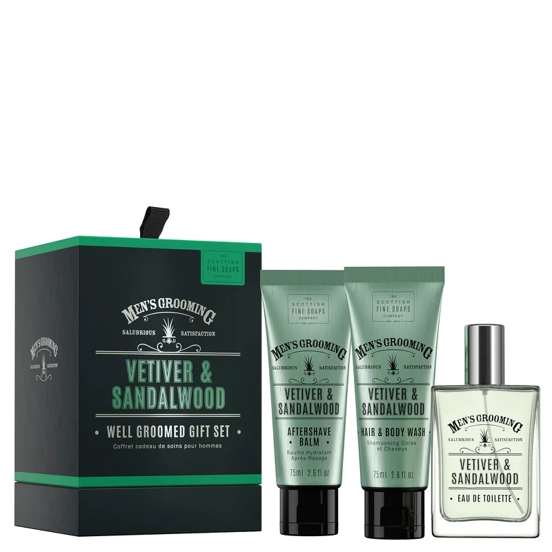 Scottish Fine Soaps Gifts & Sets Men's Grooming Vetiver & Sandalwood Eau de Toilette Spray 50ml Gift Set Image 1