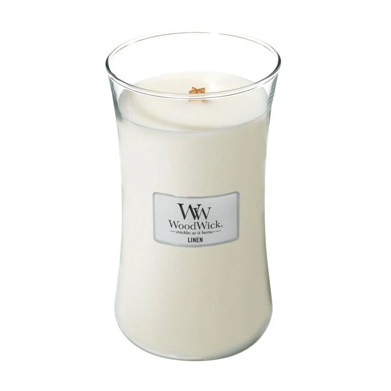 WoodWick Hourglass Candles Linen Large Candle 610g / 21.5 oz. Image 1