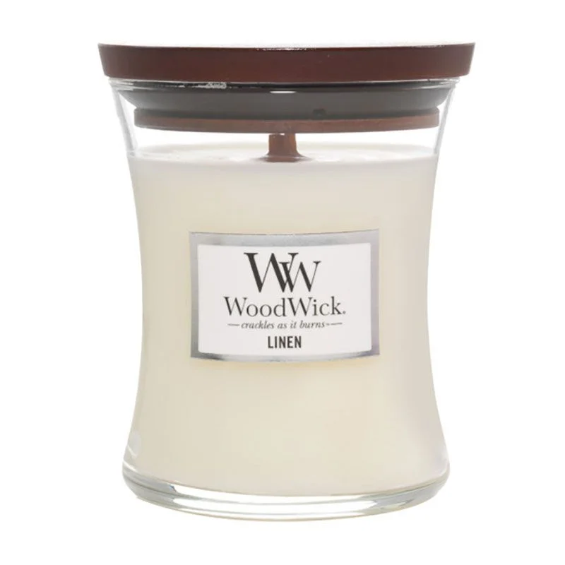 WoodWick Hourglass Candles Linen Medium Candle 275g / 9.7 oz. Image 1