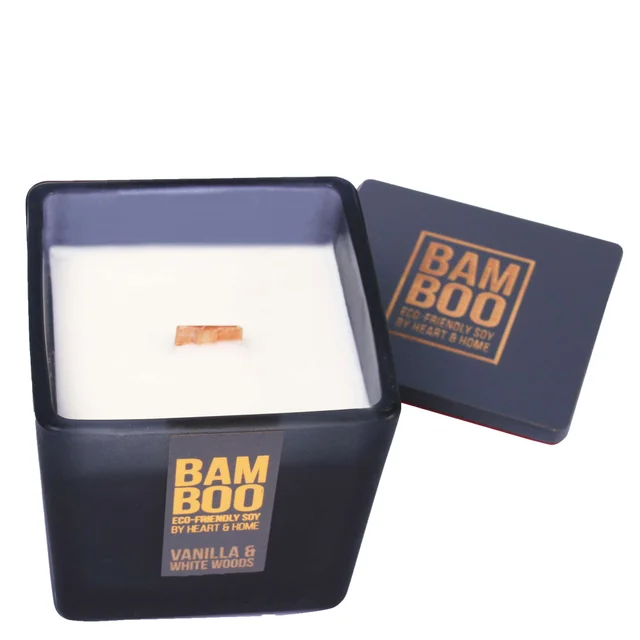 BAMBOO Large Jar Candle Vanilla & White Woods Candle 210g