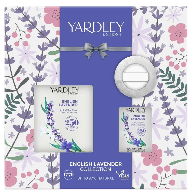 Yardley Gift Set English Lavender Talc & Soap with Dusting Puff Image 1