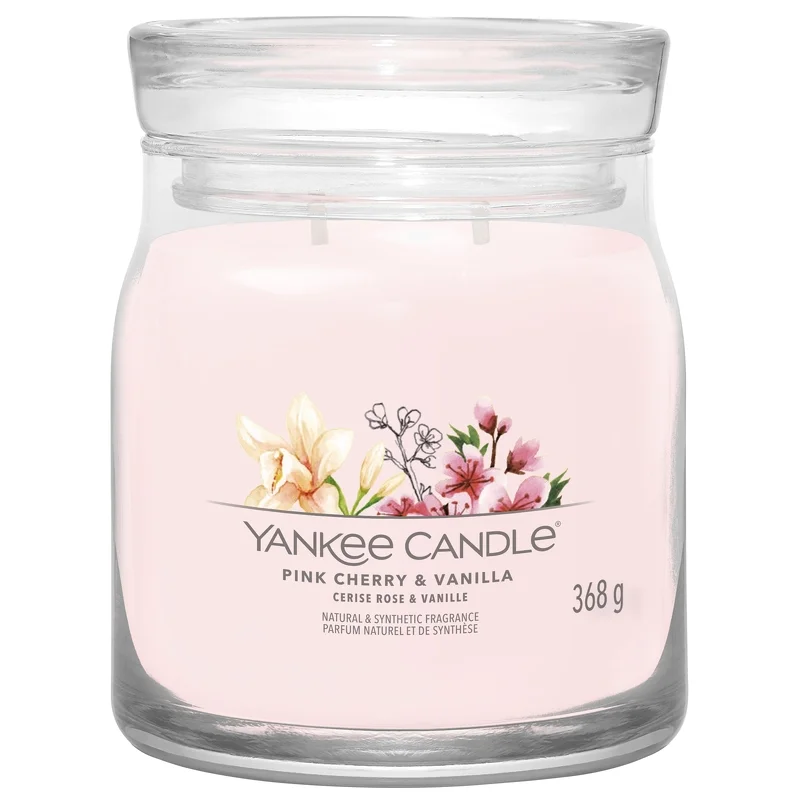 Yankee Candle Signature Jar Candle Medium Jar Pink Cherry & Vanilla 368g Image 1