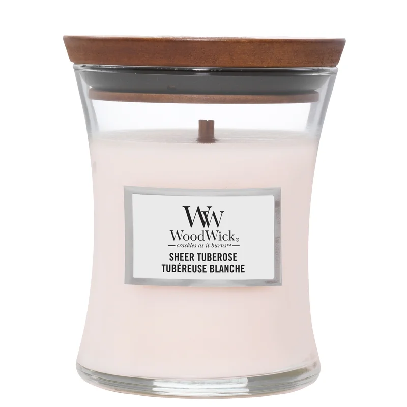 WoodWick Hourglass Candles Sheer Tuberose Medium Candle 275g / 9.7 oz. Image 1