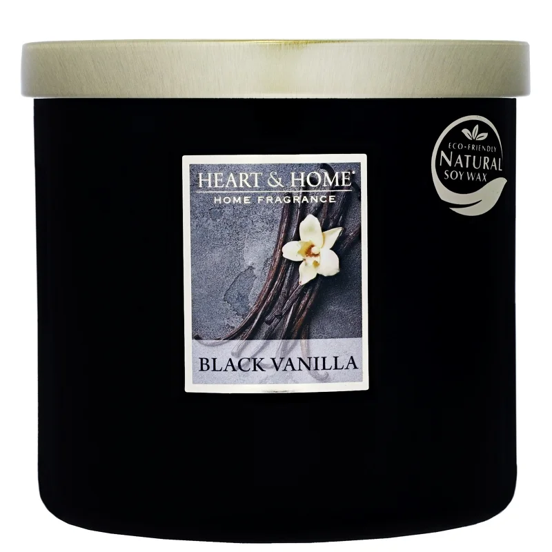 Heart & Home Elipse Candles Twin Wick Black Vanilla 220g Image 1