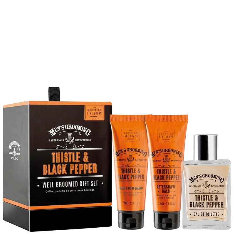 Scottish Fine Soaps Men's Grooming Thistle & Black Pepper Well Groomed Gift Set Image 1