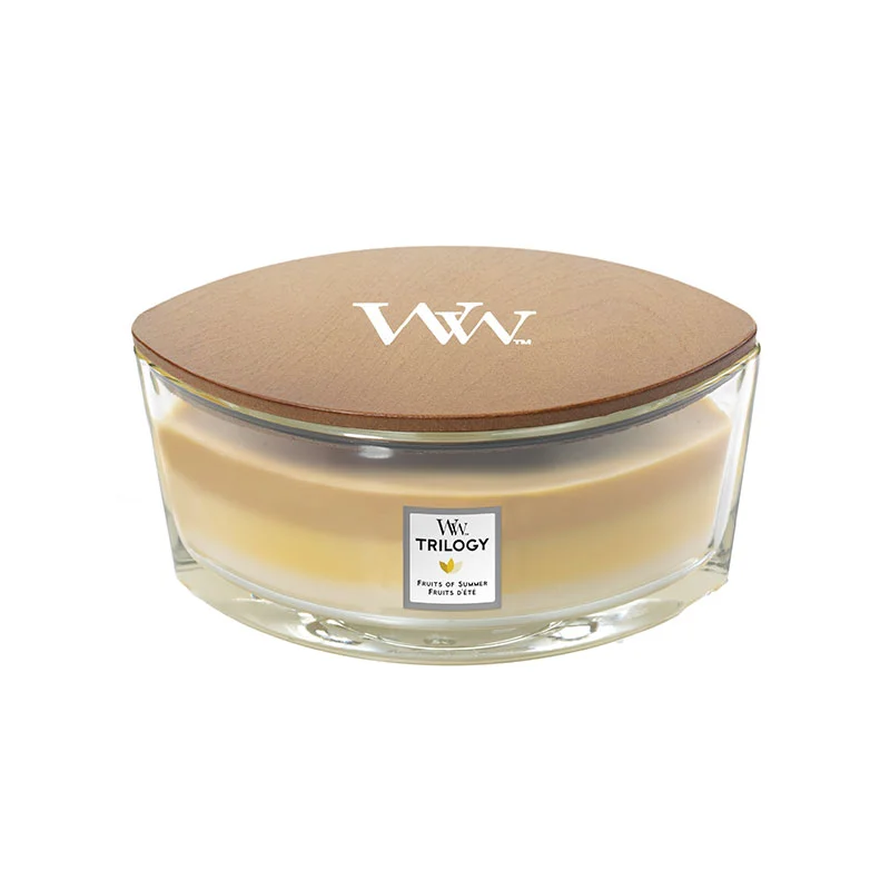 WoodWick Trilogy Candles Fruits of Summer Ellipse Candle 453.6g / 16 oz. Image 1