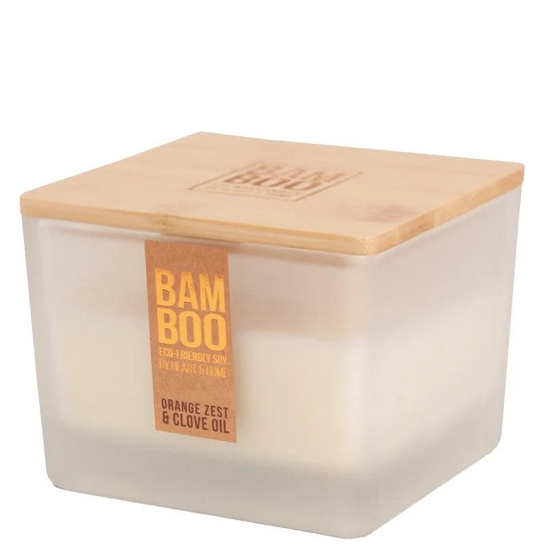 BAMBOO Candle Centrepiece Candle Orange Zest & Clove Oil 320g Image 1