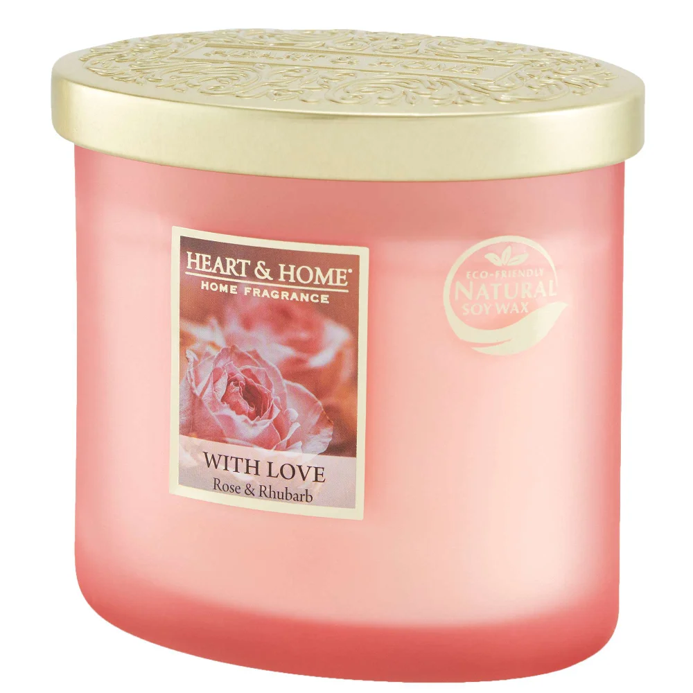 Heart & Home Elipse Candles Twin Wick With Love (Rose) 220g Image 1