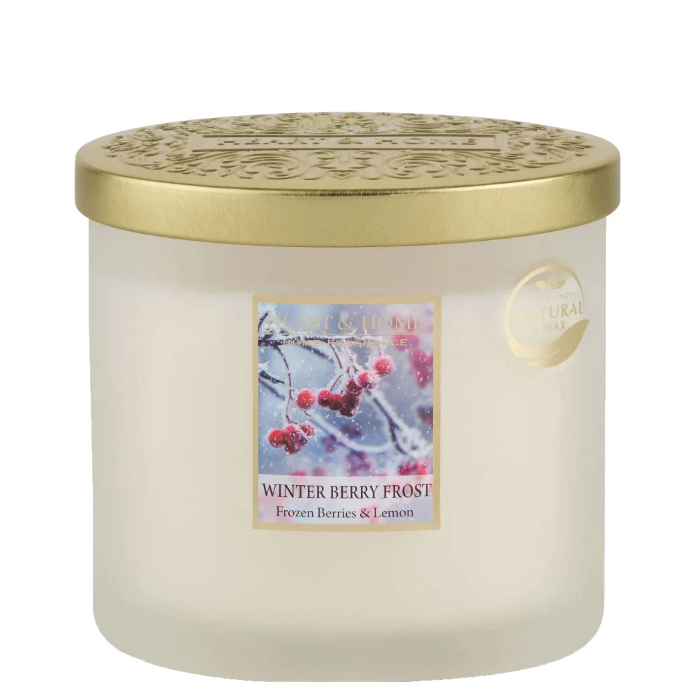 Heart & Home Candles Twin Wick Candle Winter Berry Frost 220g Image 1