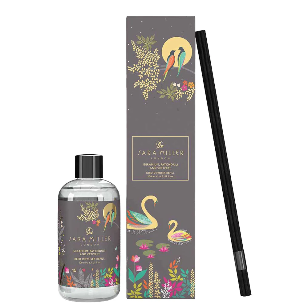 Sara Miller London Home Fragrance Geranium, Patchouli & Vetiver Reed Diffuser Refill 200ml Image 1