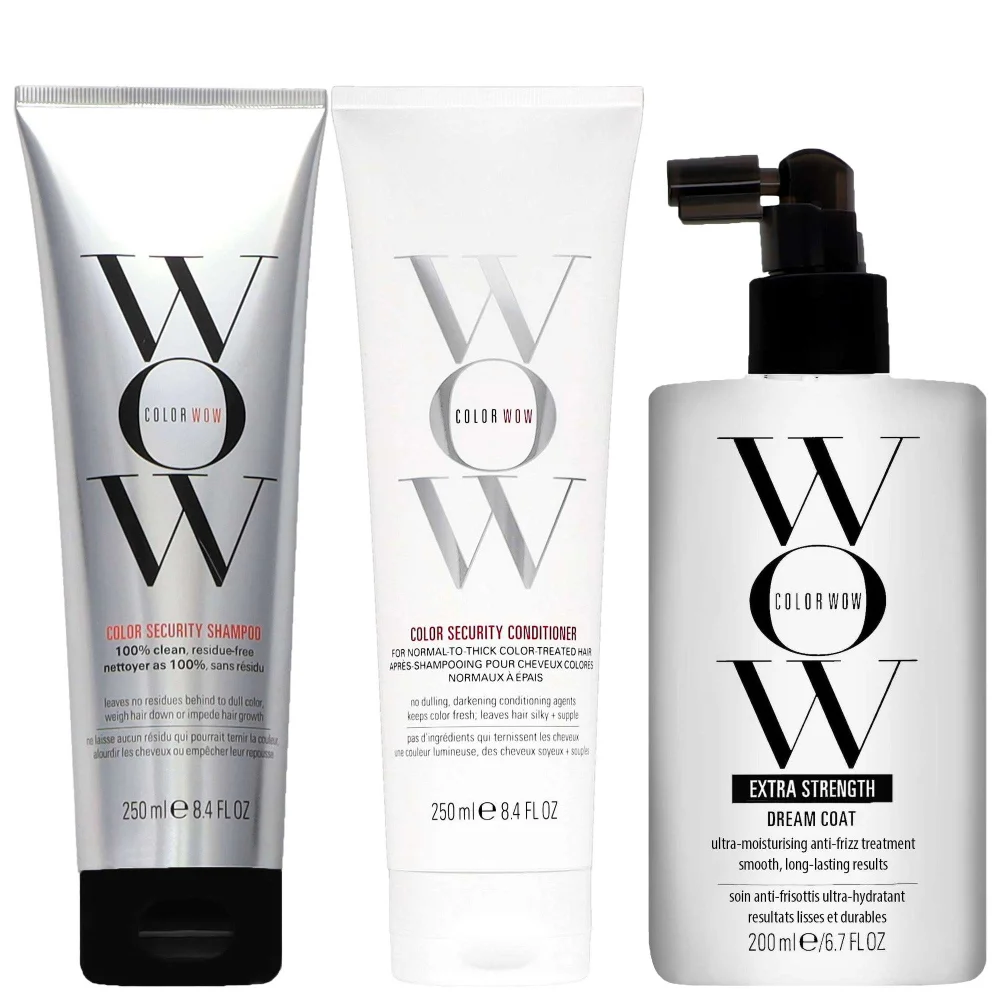 Color Wow Trio: Color Security Shampoo 250ml, Conditioner Normal to Thick Hair 250ml and Dream Coat Extra Strength 200ml Image 1