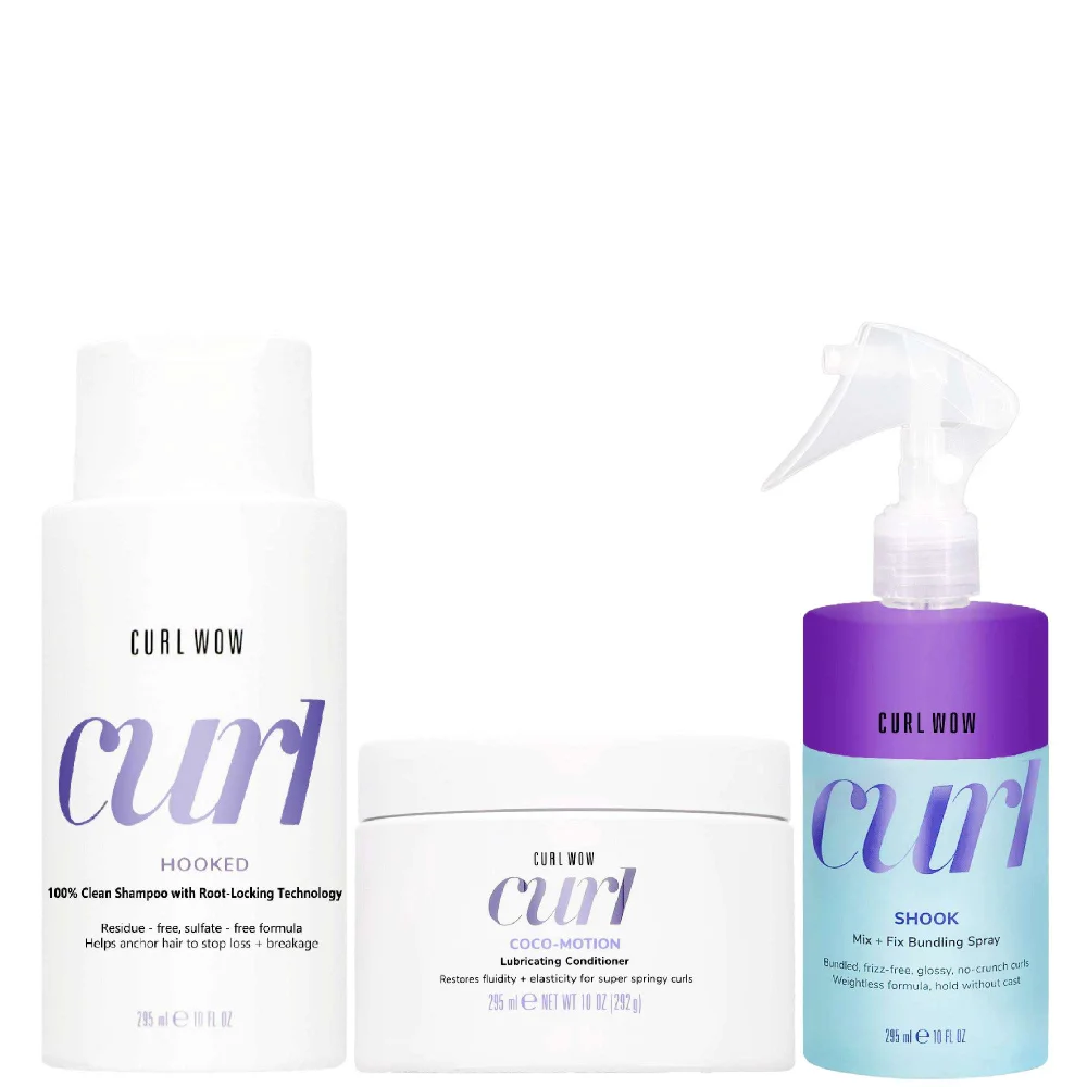 Color Wow Trio: Hooked Shampoo 295ml, Coco-Motion Lubricating Conditioner 295ml and Shook Mix + Fix Bundling Spray 295ml Image 1