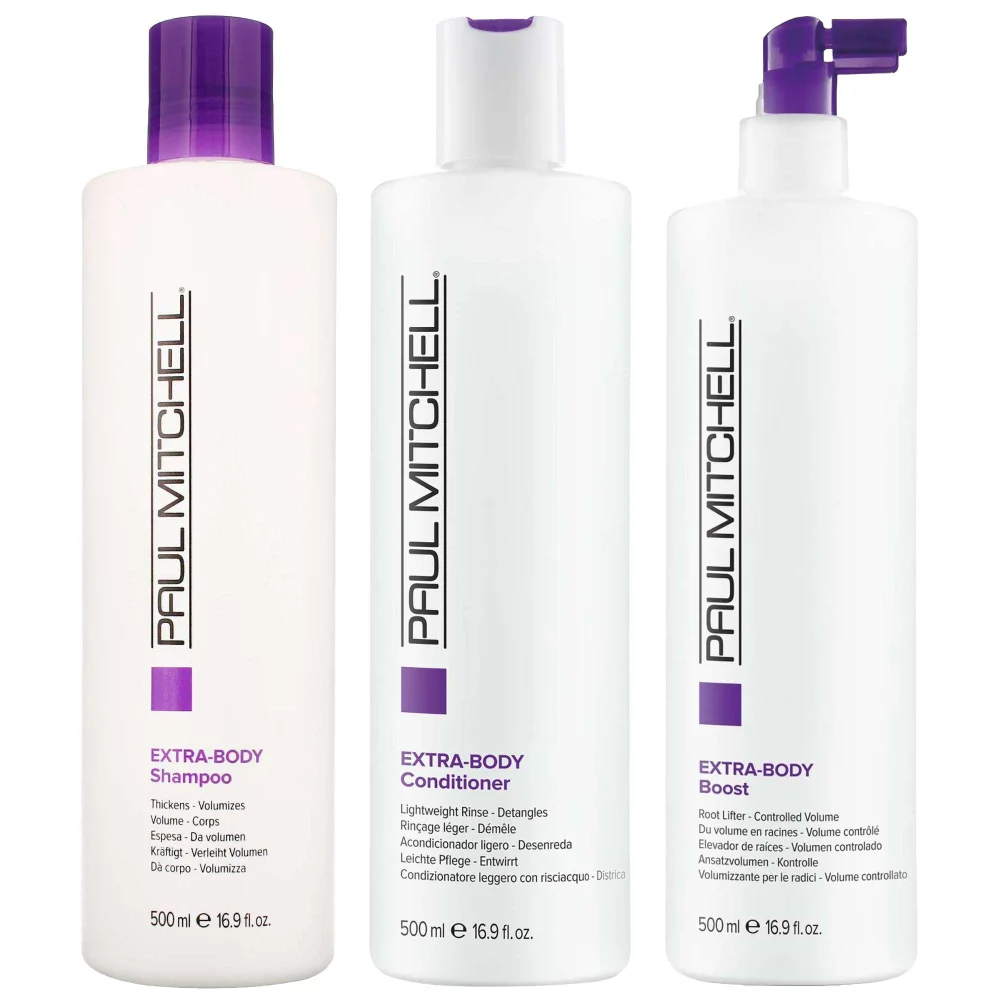 Paul Mitchell Trio: Extra Body Daily Shampoo 500ml, Extra Body Conditioner 500ml & Extra Body Boost 500ml Image 1