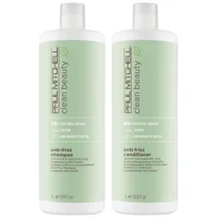 Paul Mitchell Duo: Clean Beauty Anti-Frizz Shampoo 1000ml & Clean Beauty Anti-Frizz Conditioner 1000ml