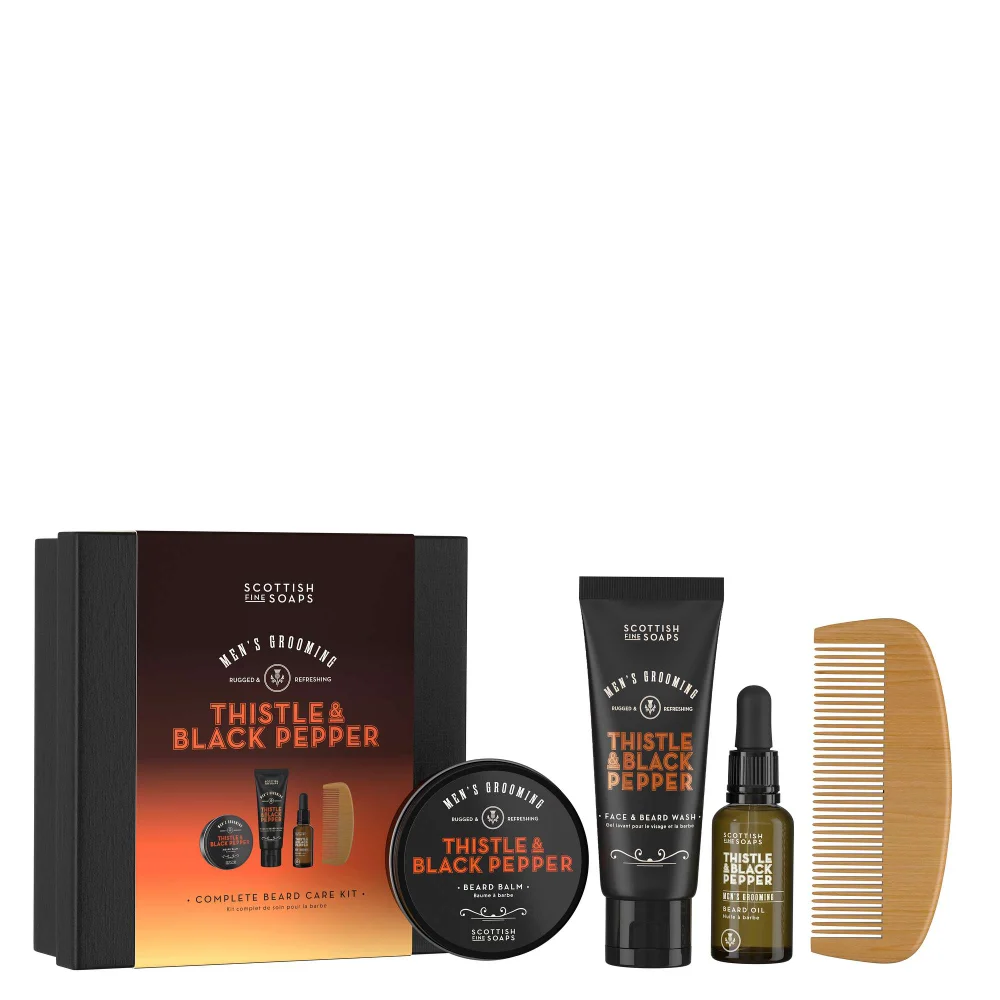 Scottish Fine Soaps Thistle & Black Pepper Complete Beard Care Kit Image 1