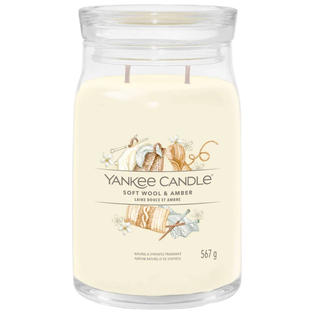 Yankee Candle Signature Jar Candle Large Jar Soft Wool Amber 567g Image 1